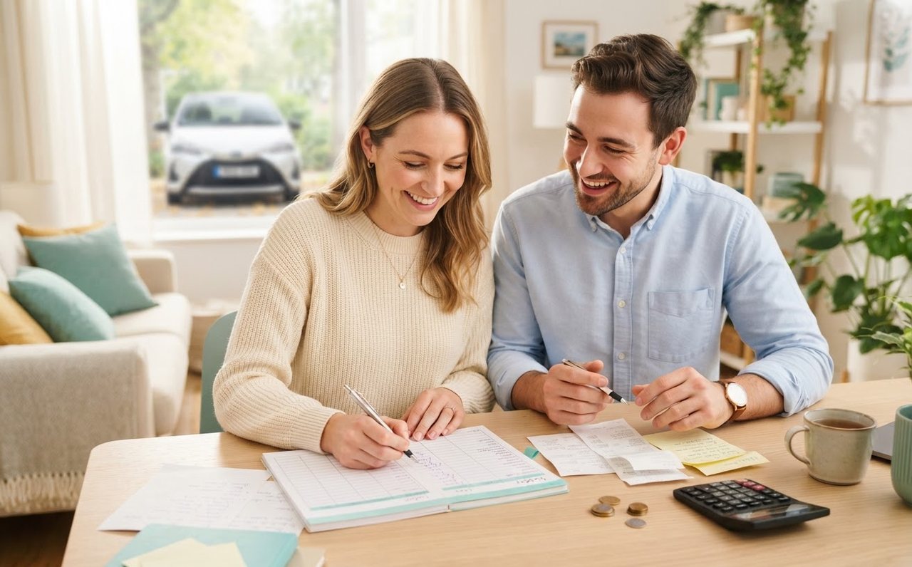 A couple budgets for insurance fuel and servicing alongside their car costs — www.changeyourlife.money