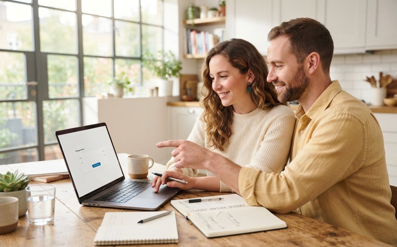A couple planning their first investment contribution at the kitchen table — www.changeyourlife.money