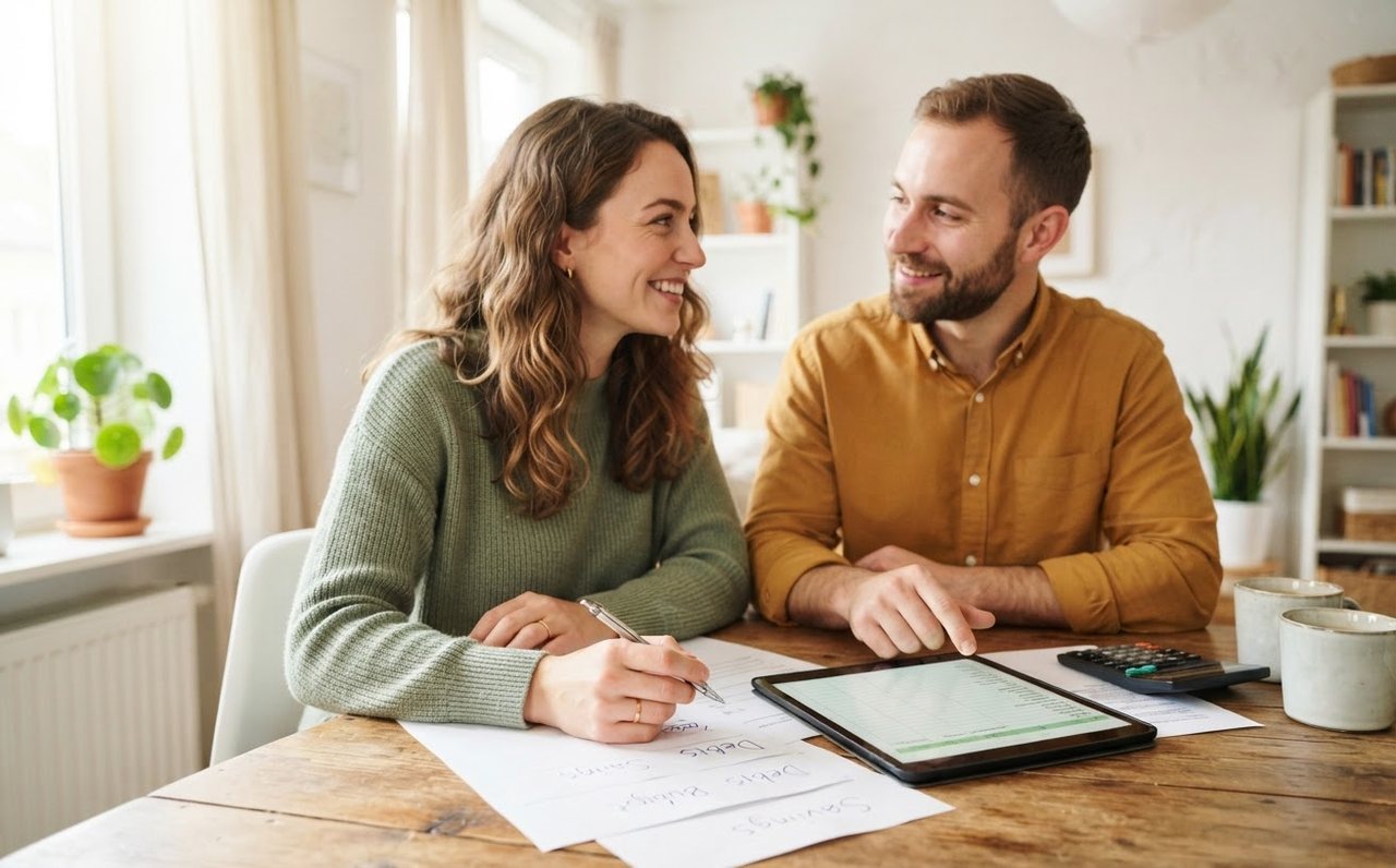 A couple reviewing bills and debt before beginning to invest — www.changeyourlife.money