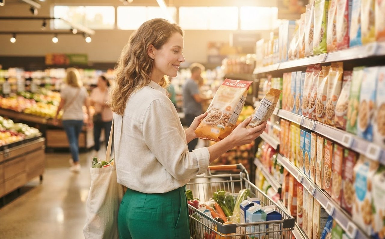 A shopper compares grocery pack sizes and prices in a supermarket aisle — www.changeyourlife.money