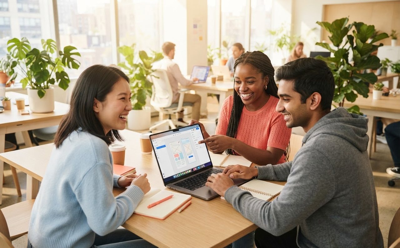 Early-career technology workers collaborating on a laptop project — www.changeyourlife.money