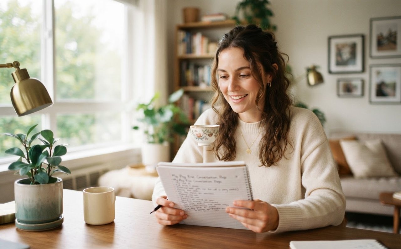 Worker rehearsing for a pay-rise conversation at home — www.changeyourlife.money