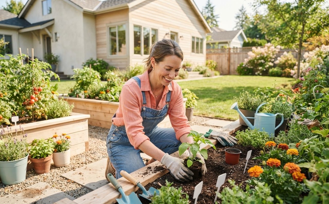 Gardener doing practical yard work in a suburban backyard — www.changeyourlife.money