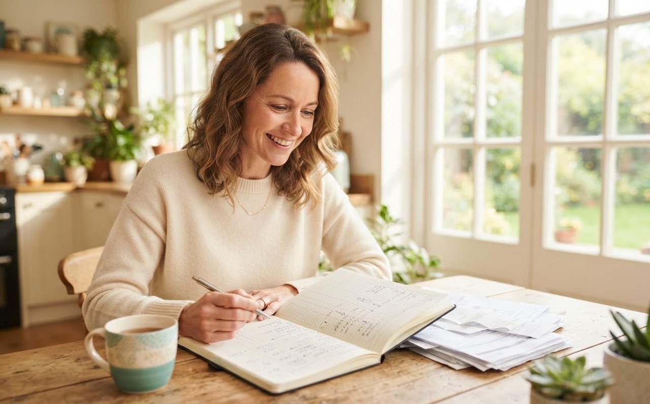 Woman beginning an honest financial reset at her kitchen table — www.changeyourlife.money