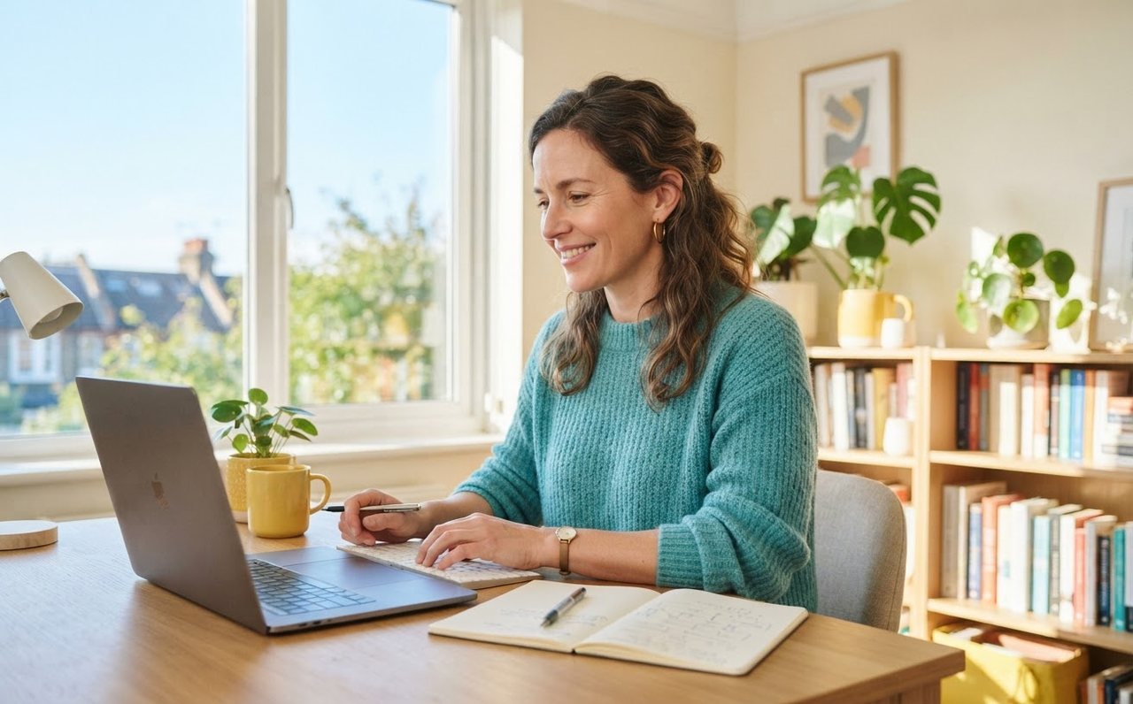 Worker developing practical career skills after hours at home — www.changeyourlife.money