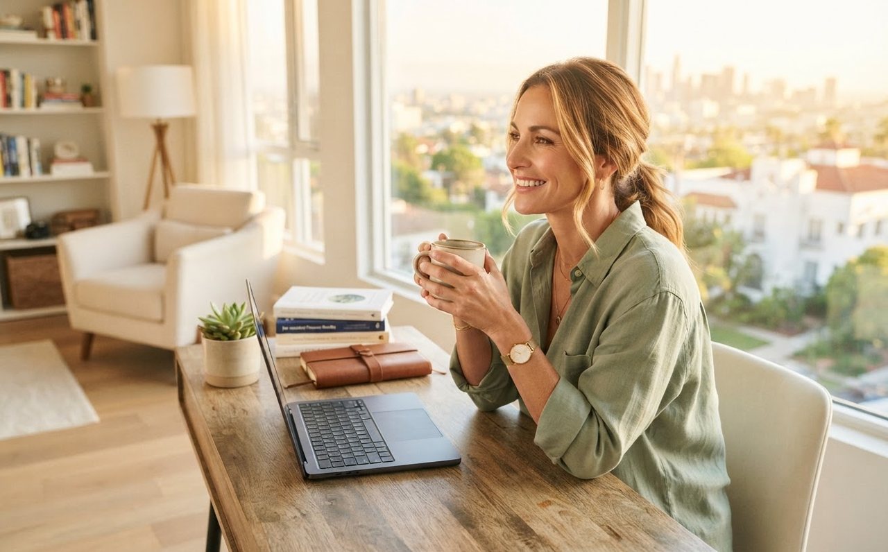 Woman enjoying a calmer financial life after rebuilding her finances — www.changeyourlife.money