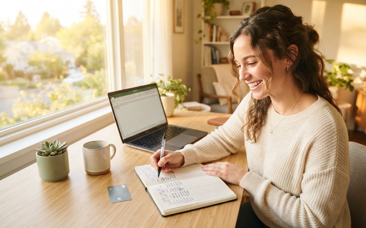 A worker using extra income to reduce card debt and build savings — www.changeyourlife.money