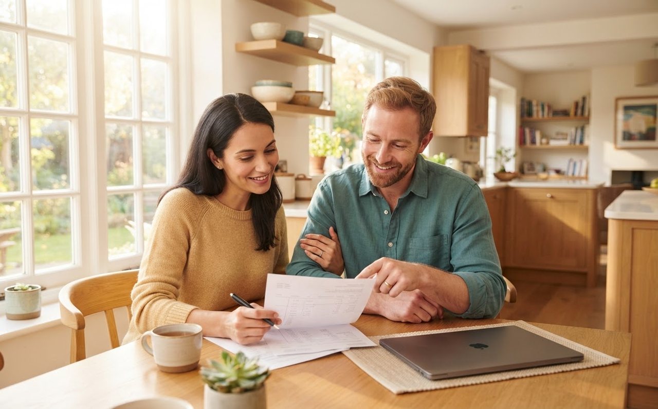 Couple reviewing their mortgage numbers at a kitchen table — www.changeyourlife.money